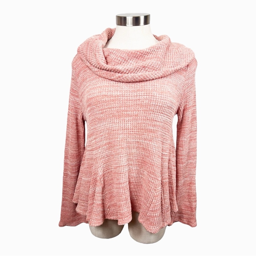 Anthropologie Postmark Heathered‎ Pink Maurisa Cowl Neck Sweater Size Small